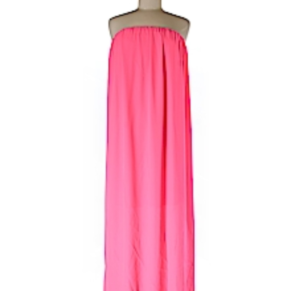 Nymphe bright pink strapless blouson maxi dress